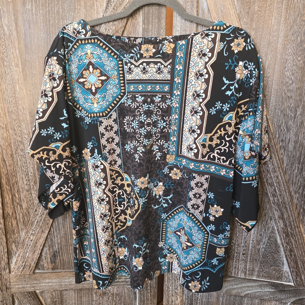 Chico's Shirt Women's Size 2 (US Size Large) Multi Color Floral Print Stretch